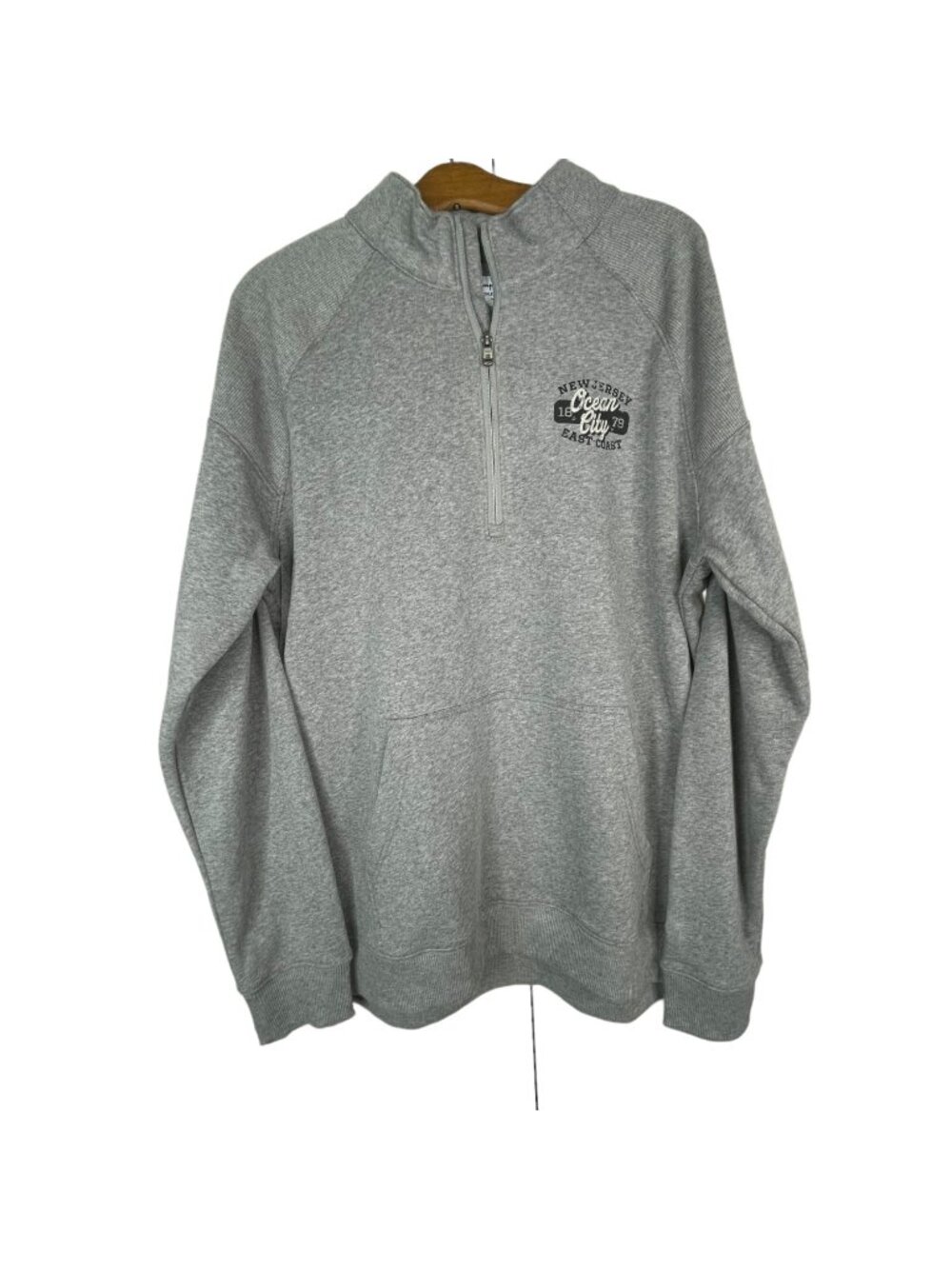 Ocean City Sweatshirt Large Champion Half Zip Long Sleeve Pullover Gray NEW